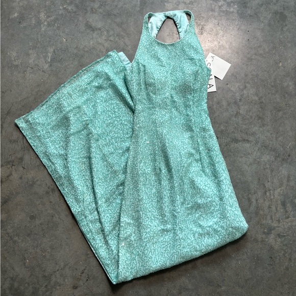 90s/y2k Silk beaded formal dress - Picture 1 of 15